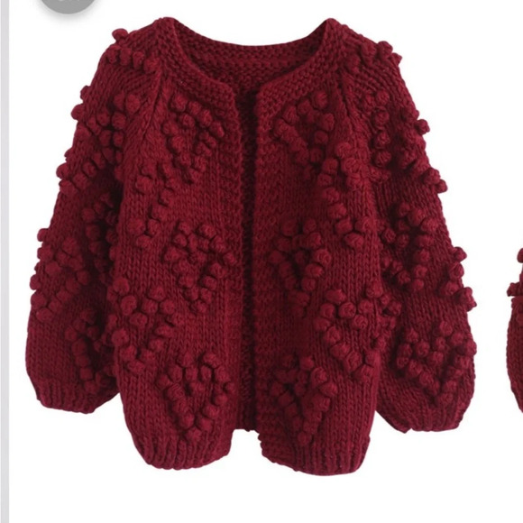 Chicwish Kinit Your Love Heart Yarn Ball Chunky‎ Hand Knit Cardigan - Picture 2 of 10